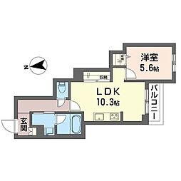 フェリーチェ ヴィータ 1LDKの間取図画像