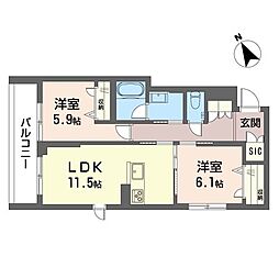 ＴＨＥ　ＴＩＭＥ　駒込 2階2LDKの間取り