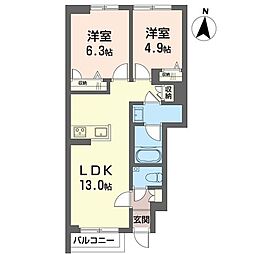 ザ グローヴ赤堤 2LDKの間取図画像