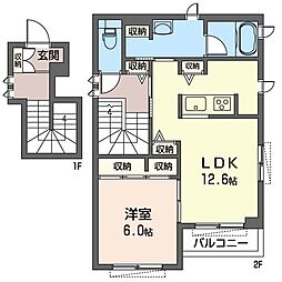 赤坂フラット 1LDKの間取図画像