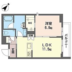 フォス 渋谷笹塚 1LDKの間取図画像
