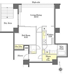 プライムメゾン三田綱町 1LDKの間取図画像