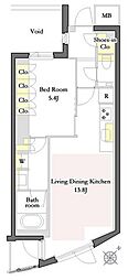 PrimeMaisonダイカンヤマ 1LDKの間取図画像