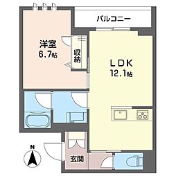 ルナリアウエスト上高田 1LDKの間取図画像
