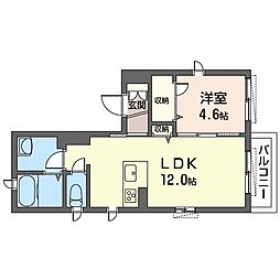 グロウ白金高輪 1LDKの間取図画像