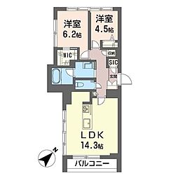 ミライザ桜丘 2LDKの間取図画像
