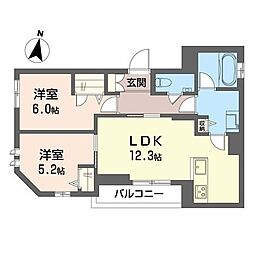 グランリュクス中野坂上 2LDKの間取図画像
