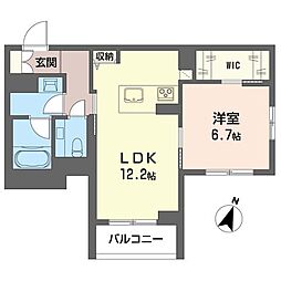 カーサ ワイエス 1LDKの間取図画像