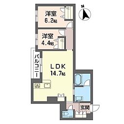 アンムート戸越公園 2LDKの間取図画像