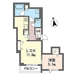 フォレスト 1LDKの間取図画像