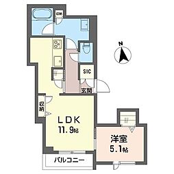 フォレスト 1LDKの間取図画像