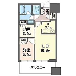 麻布台ヒルズ レジデンスB 1SLDKの間取図画像