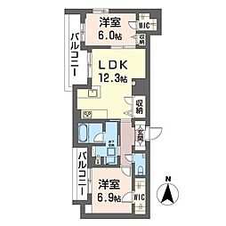 レフィシア荻窪 2LDKの間取図画像