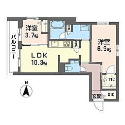 レフィシア荻窪 2LDKの間取図画像