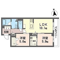 マルソボニート 2LDKの間取図画像