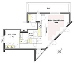 PrimeMaisonダイカンヤマ 1LDKの間取図画像