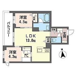 リベリエッタ千歳船橋 2LDKの間取図画像