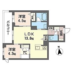 リベリエッタ千歳船橋 2LDKの間取図画像
