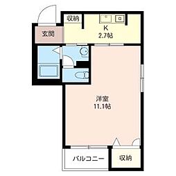 サン・メゾン麻布 1Kの間取図画像