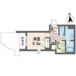 ユラ代々木上原 1Kの間取図画像