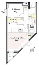 PrimeMaisonダイカンヤマ 1LDKの間取図画像