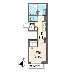 Conforza Neo 田端 1Kの間取図画像