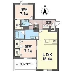 ノヴェルデ押堀 2LDKの間取図画像