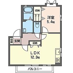 パストラル弐番館 1LDKの間取図画像