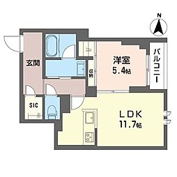メゾンクラージュ海老名 1LDKの間取図画像