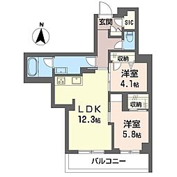 メゾンクラージュ海老名 2LDKの間取図画像
