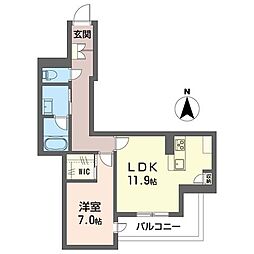 ビナテラスII 1LDKの間取図画像