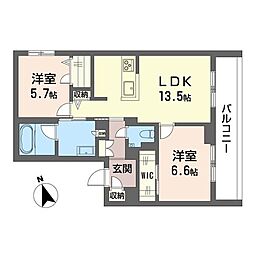 セントリビエ湘南台 2LDKの間取図画像