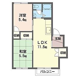 ヴェルドミール中原 2LDKの間取図画像