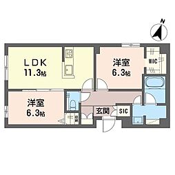 セントリビエ湘南台 2LDKの間取図画像