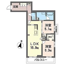 セントリビエ湘南台 2LDKの間取図画像
