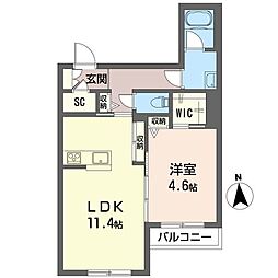 ヴィラ16 1LDKの間取図画像