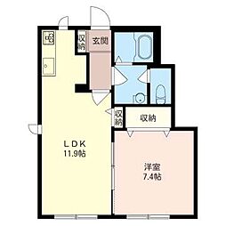 ヴェルドミール 1LDKの間取図画像