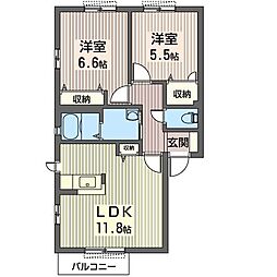 堂の後ハウス 2LDKの間取図画像