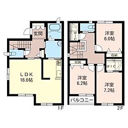 フィオーレ花水台B 3LDKの間取図画像