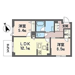 エフボーテ 2LDKの間取図画像