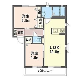 サンシャインヒルズ湘南 2LDKの間取図画像