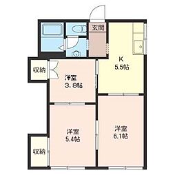 コーポK 3Kの間取図画像