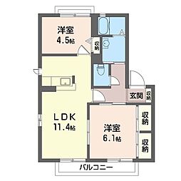 エトワールA 2LDKの間取図画像