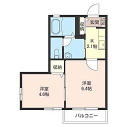 メゾンコキヤージュ 2Kの間取図画像