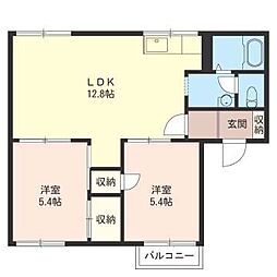清水ハイムB 2LDKの間取図画像