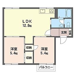 清水ハイムB 2LDKの間取図画像