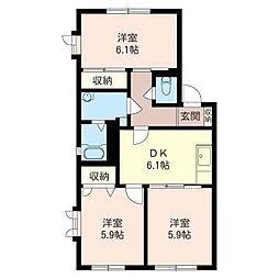 ヴィーブル桜台1 3DKの間取図画像
