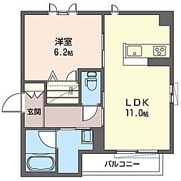 中沢ハイツC 1LDKの間取図画像