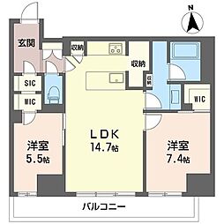 リブス本厚木 2LDKの間取図画像