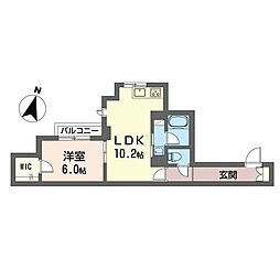 フラワー 1LDKの間取図画像